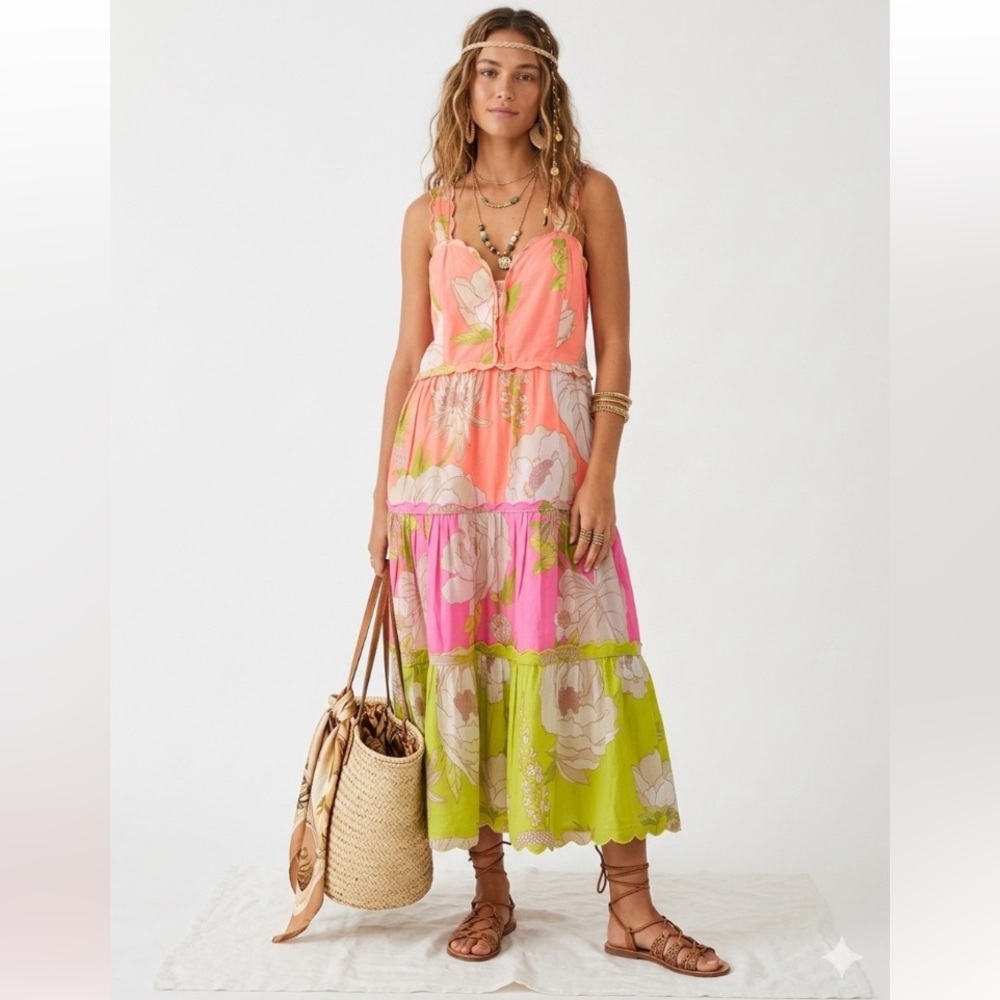 Farm Rio Neón Garden Midi Dress
